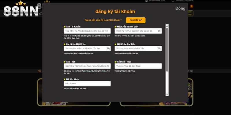 Điền đầy đủ thông tin cá nhân